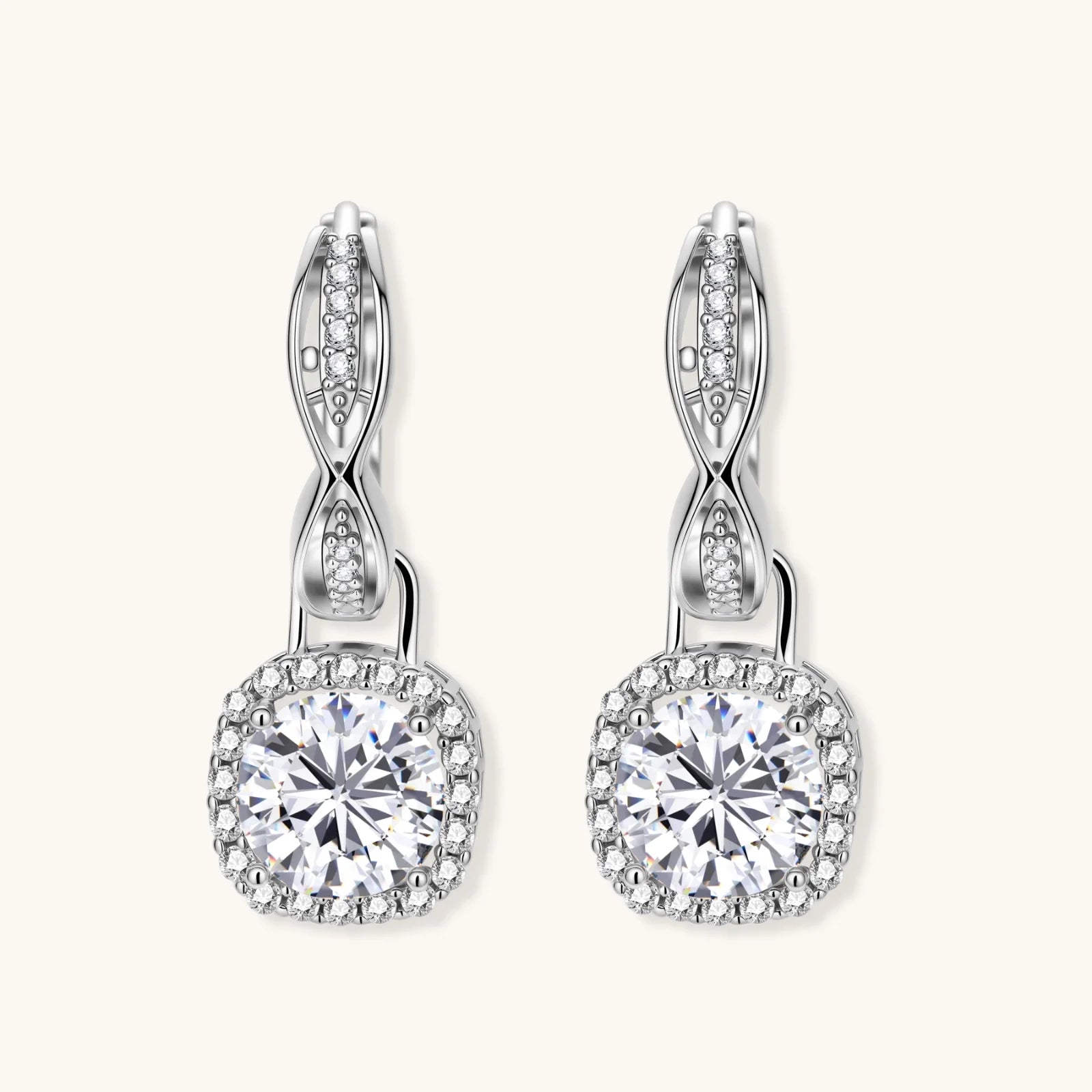 Twisted Infinity Halo Moissanite Earrings by ViVi Sotto