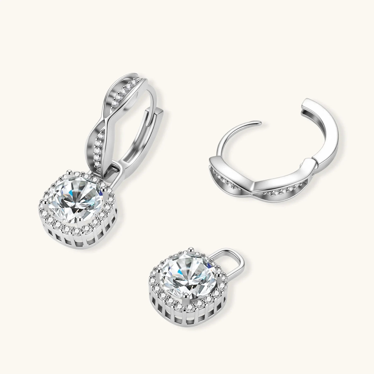 Twisted Infinity Halo Moissanite Earrings by ViVi Sotto