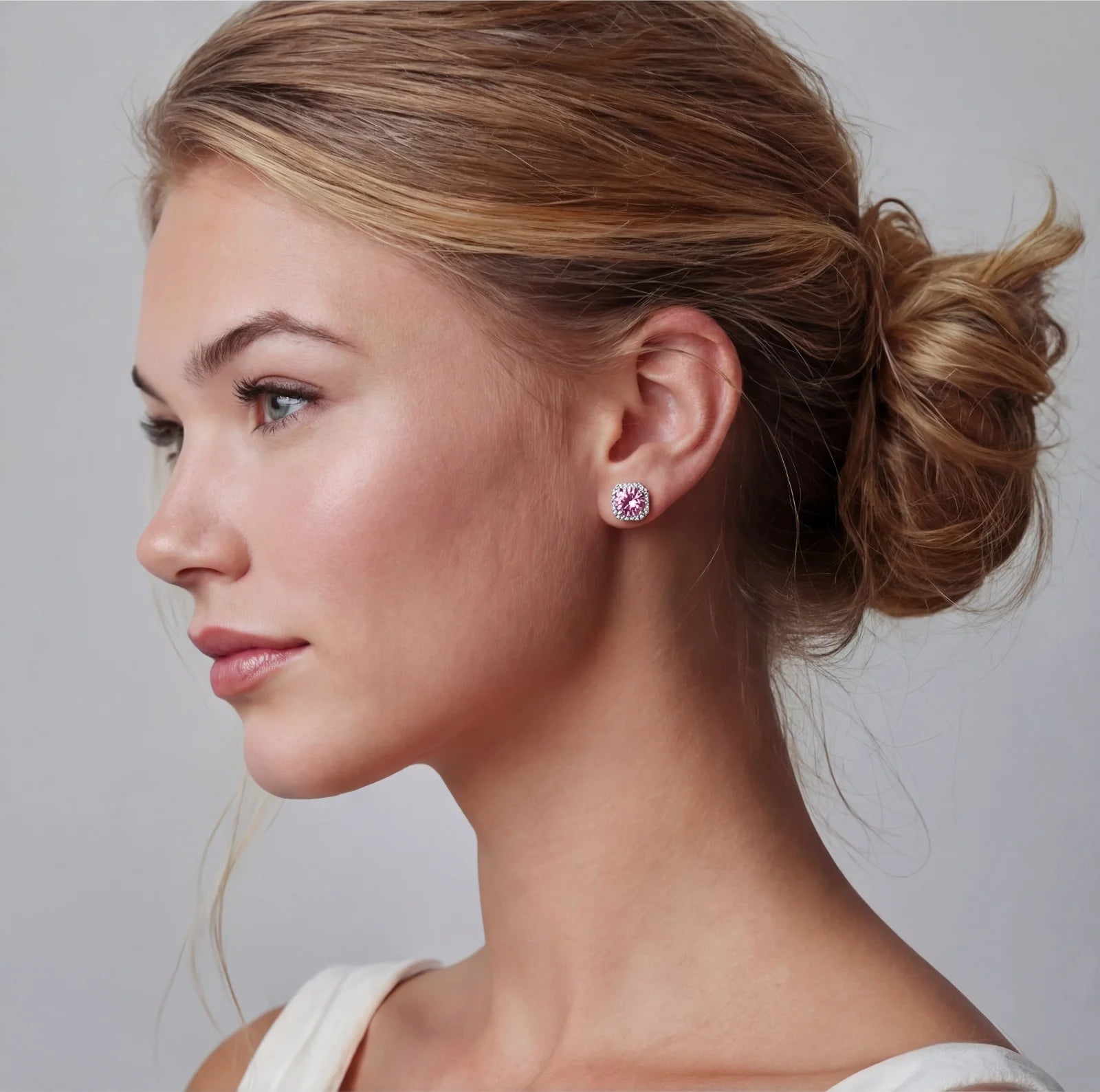 Blush Halo Moissanite Stud Earrings by ViVi Sotto