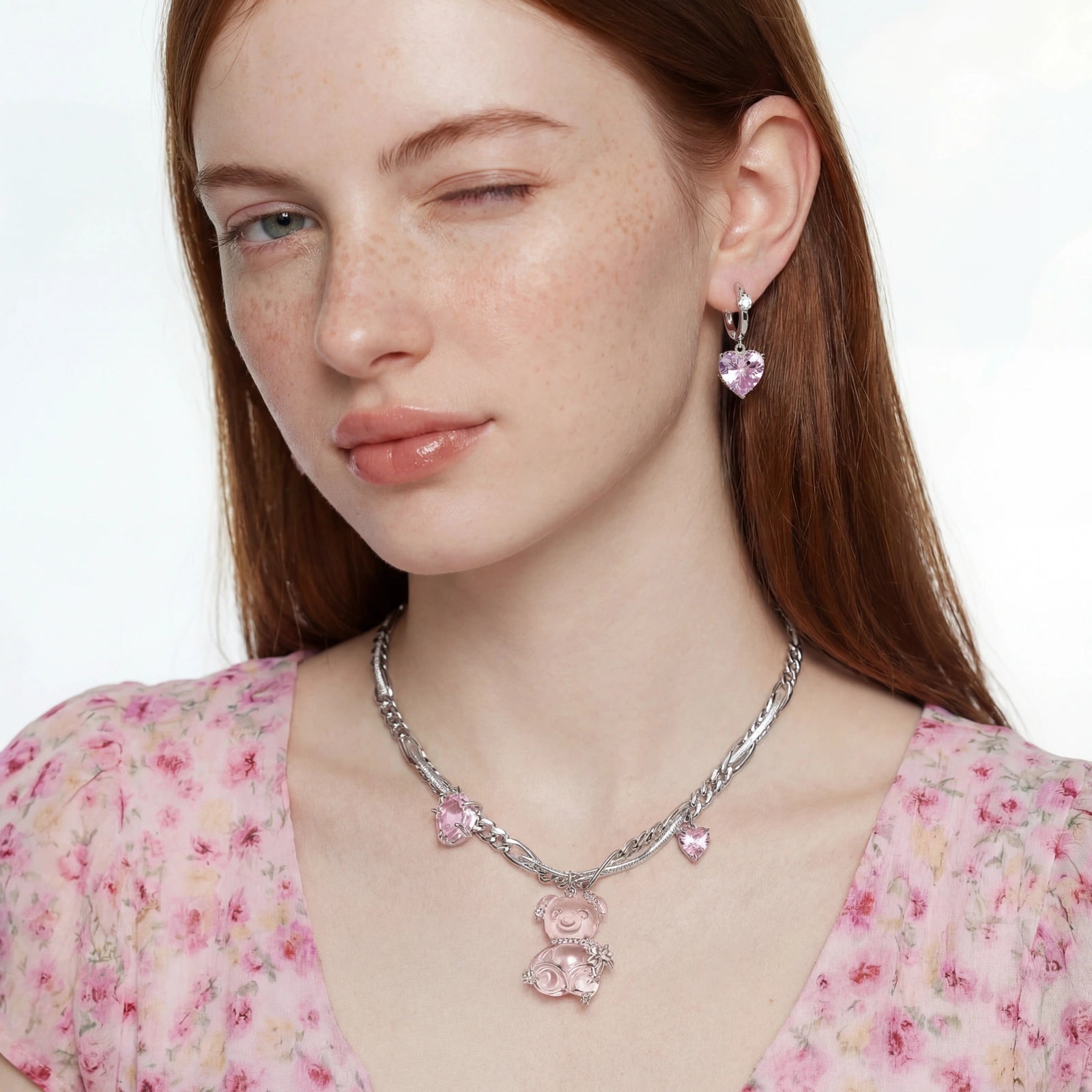 Pink Heart Drop Hoops by ViVi Sotto