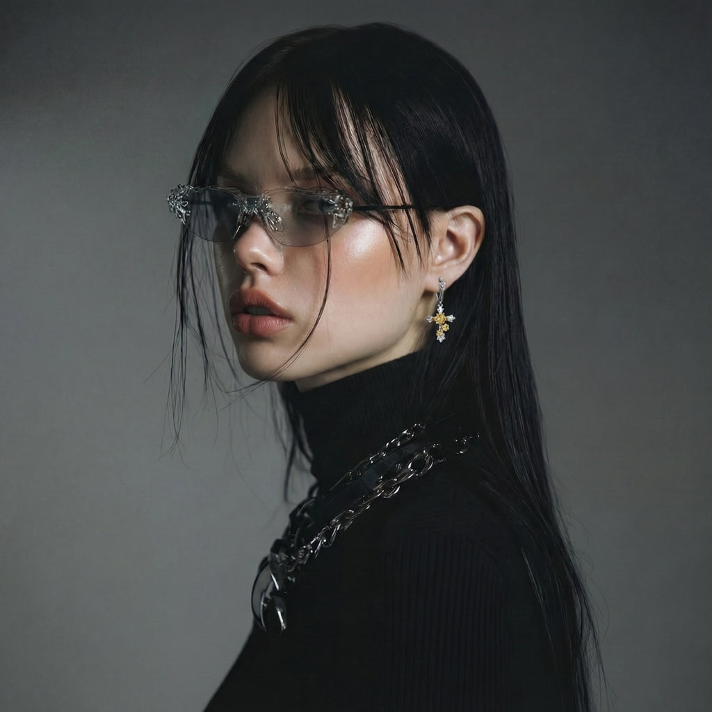 Golden Rose Cross Earrings by ViVi Sotto