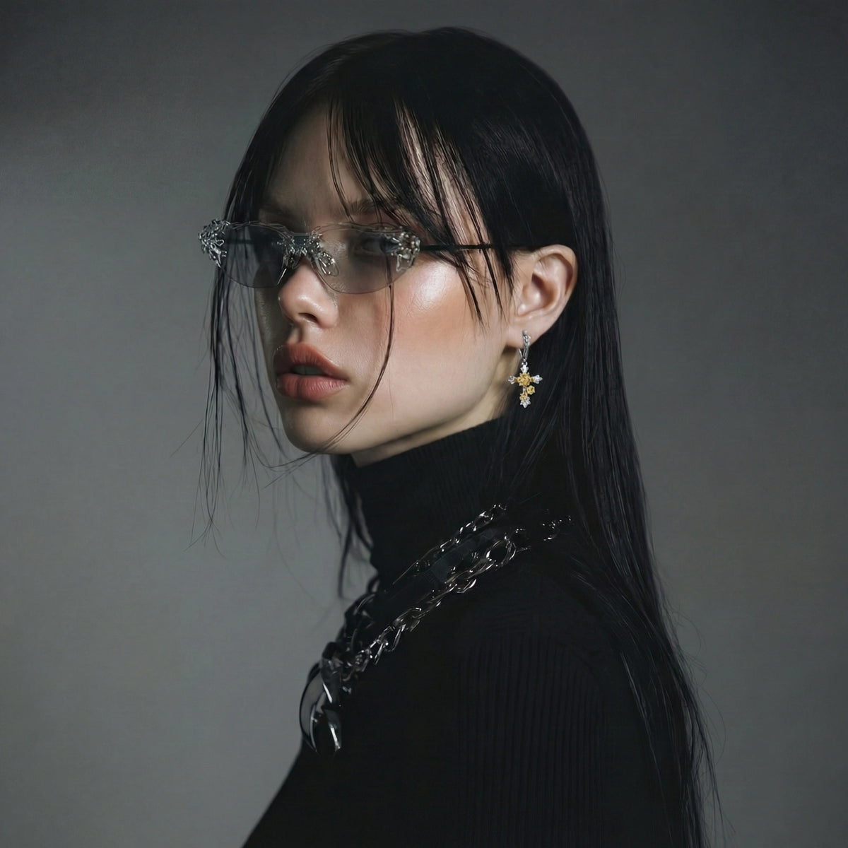Golden Rose Cross Earrings by ViVi Sotto