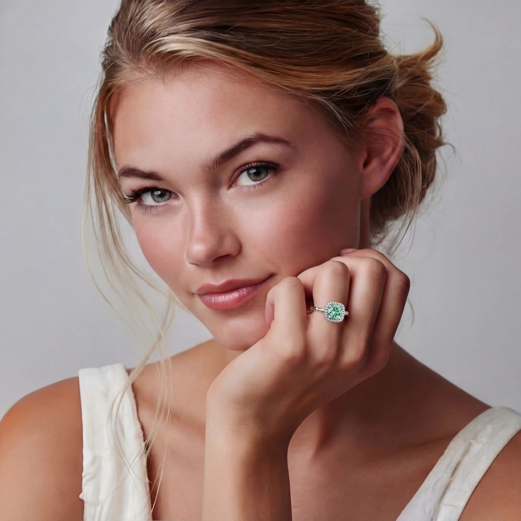 Emerald Glow Halo Ring by ViVi Sotto