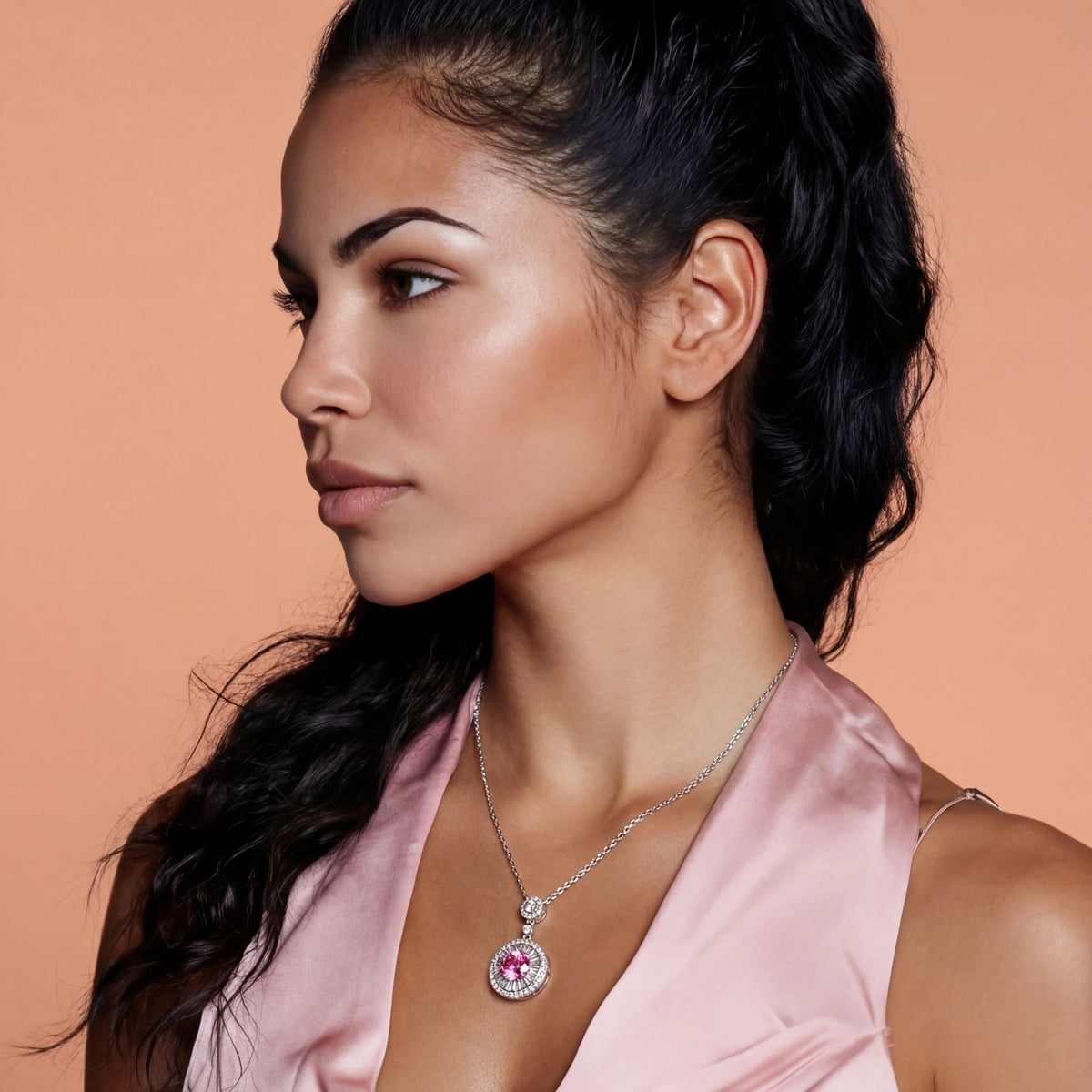 Pink Radiance Halo Necklace by ViVi Sotto
