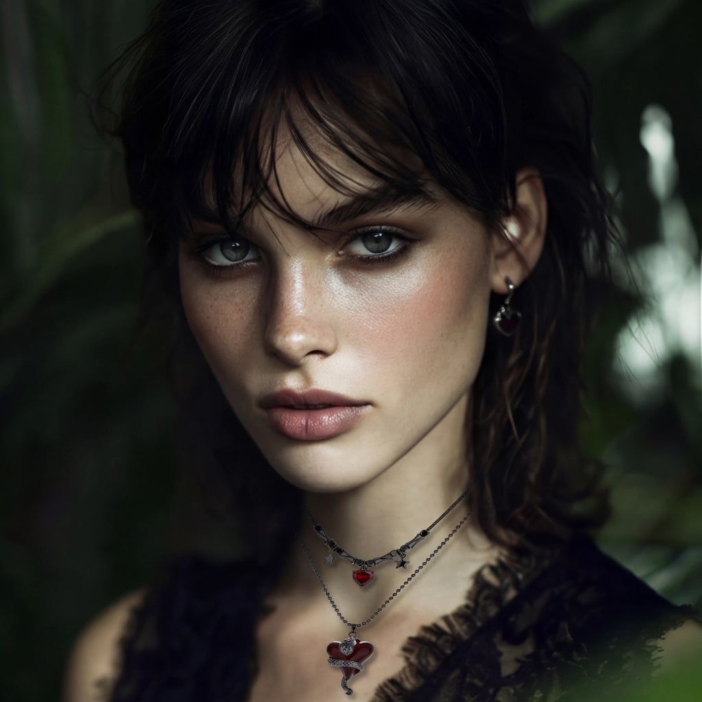 Crimson Hearts Layered Necklace by ViVi Sotto